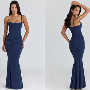 HOUSE OF CB 'Milena' Navy Corset Maxi Dress NWOT